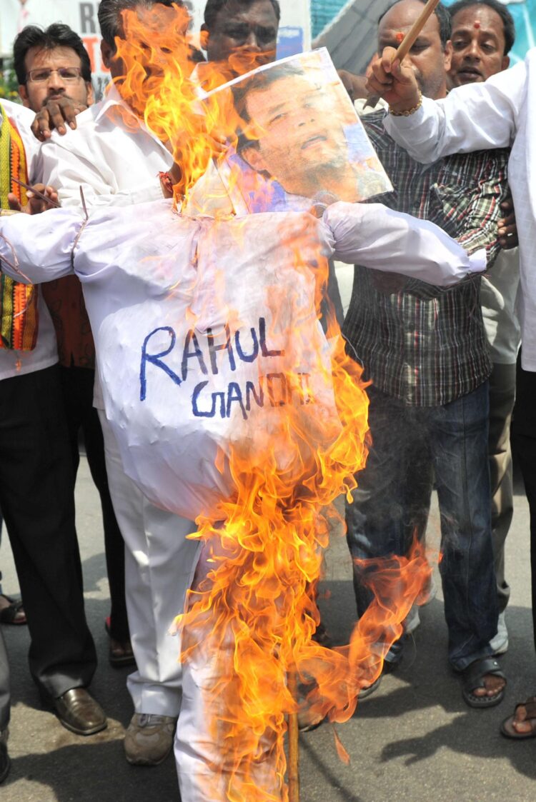 રાહુલ ગાંધીના પૂતળાનું દહન